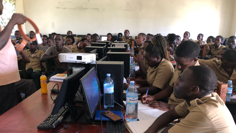 GIS training session for students at the Uganda Wildlife Research & Training Institute.
